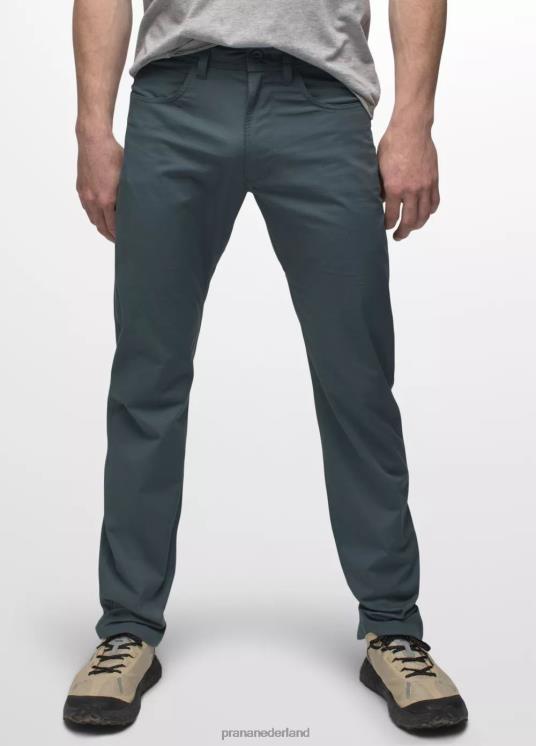 prAna bodems VP06P984 Heren slanke broek met dubbele piek grijs blauw