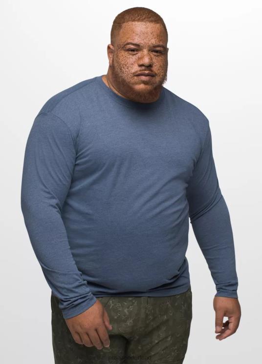 prAna kleding VP06P855 Heren Lange mouwenshirt denim gemêleerd