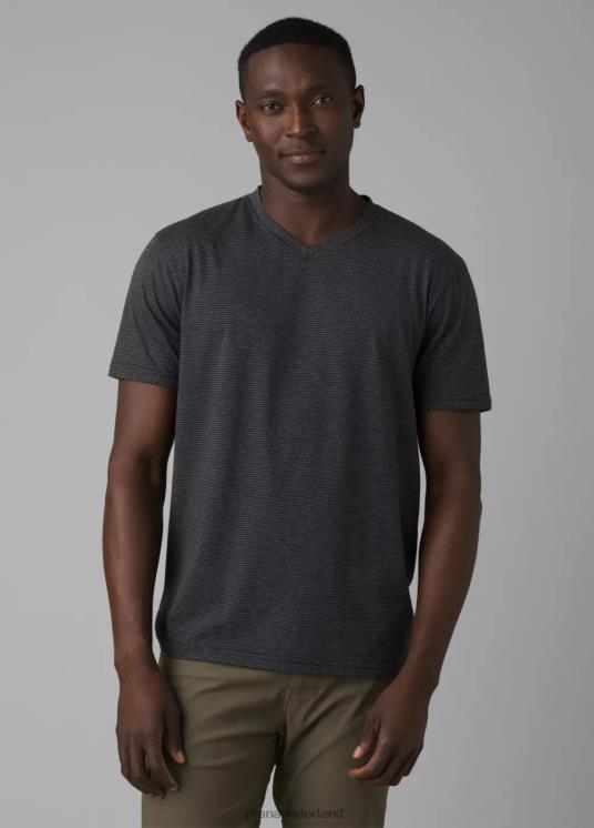 prAna kleding VP06P890 Heren T-shirt met v-hals - lang zwarte streep