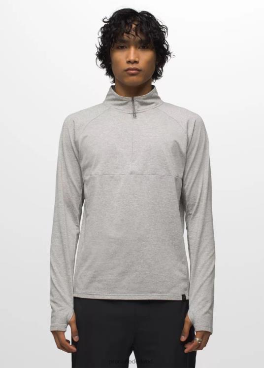 prAna kleding VP06P806 Heren ijsstroom halve ritssluiting grijs gemêleerd