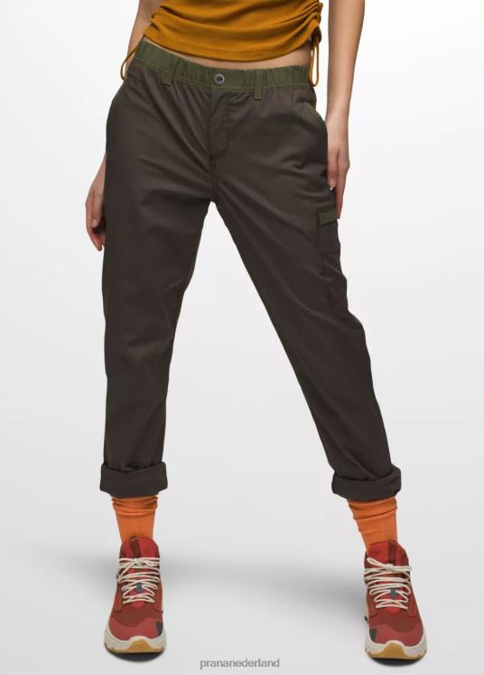 prAna bodems VP06P435 vrouwen dubbele piek broek zwart olijfblok