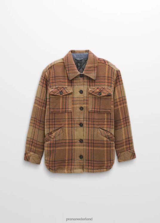 prAna kleding VP06P59 vrouwen lagere valt flanellen jas bruin aan boord gaan