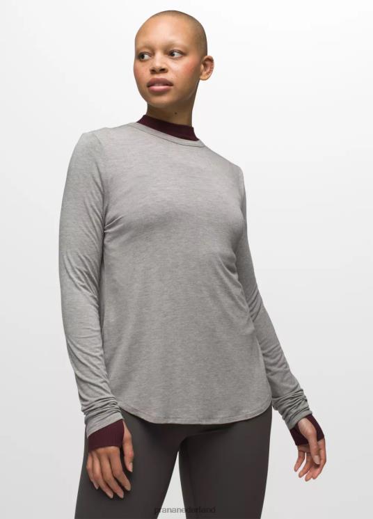 prAna kleding VP06P135 vrouwen foundation 365 top met lange mouwen grijs gemêleerd