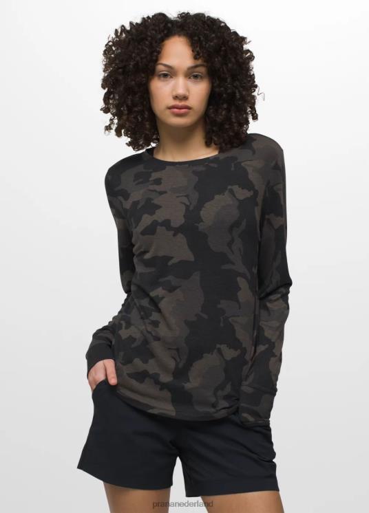 prAna kleding VP06P205 vrouwen gezellig T-shirt met lange mouwen zwarte camouflage