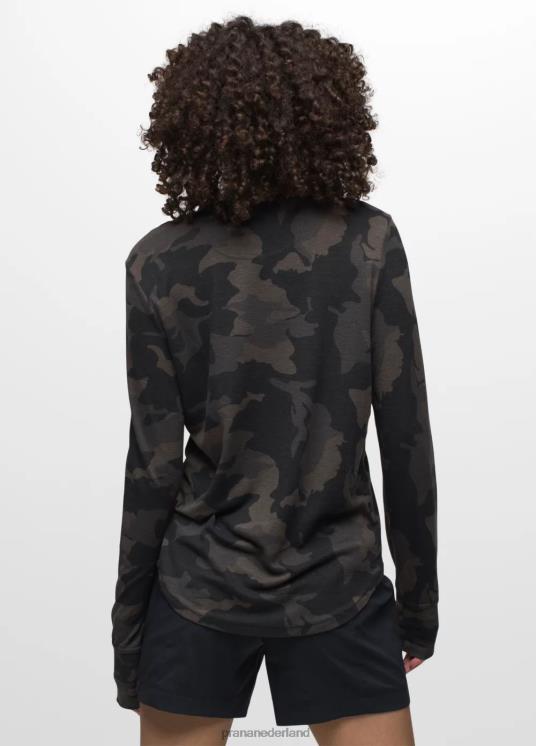 prAna kleding VP06P205 vrouwen gezellig T-shirt met lange mouwen zwarte camouflage