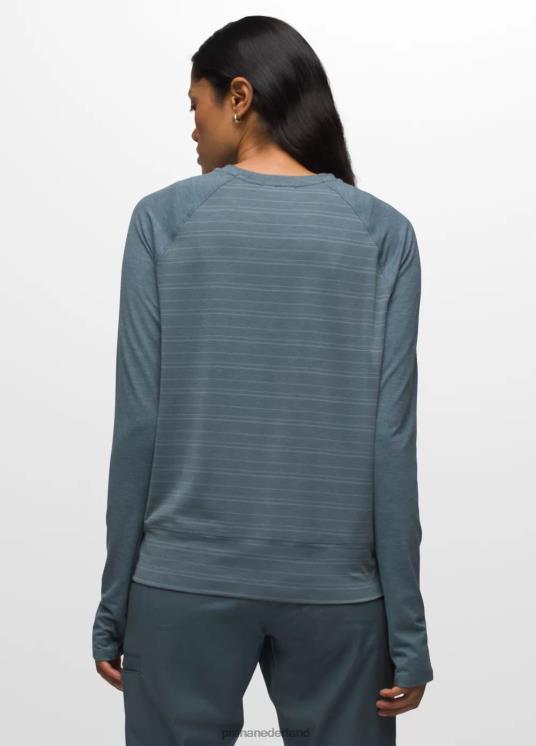 prAna kleding VP06P214 vrouwen Sol Searcher top met lange mouwen verweerde blauwe streep