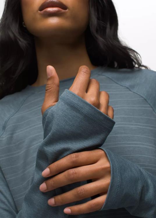 prAna kleding VP06P214 vrouwen Sol Searcher top met lange mouwen verweerde blauwe streep