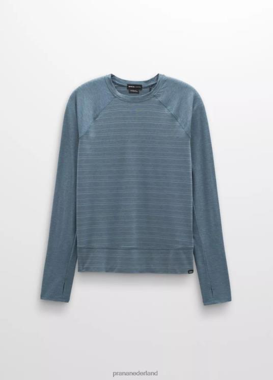 prAna kleding VP06P214 vrouwen Sol Searcher top met lange mouwen verweerde blauwe streep