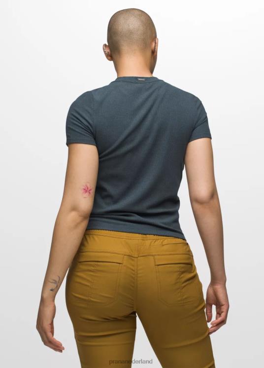 prAna kleding VP06P53 vrouwen foundation rib-T-shirt grijsblauw gemêleerd